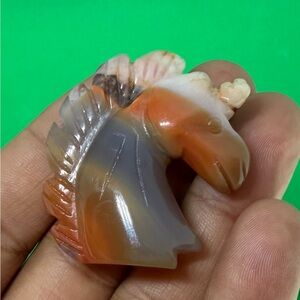 Natural Carnelian Agate Horse Face Carving Loose Gemstone for Pendant Brooch